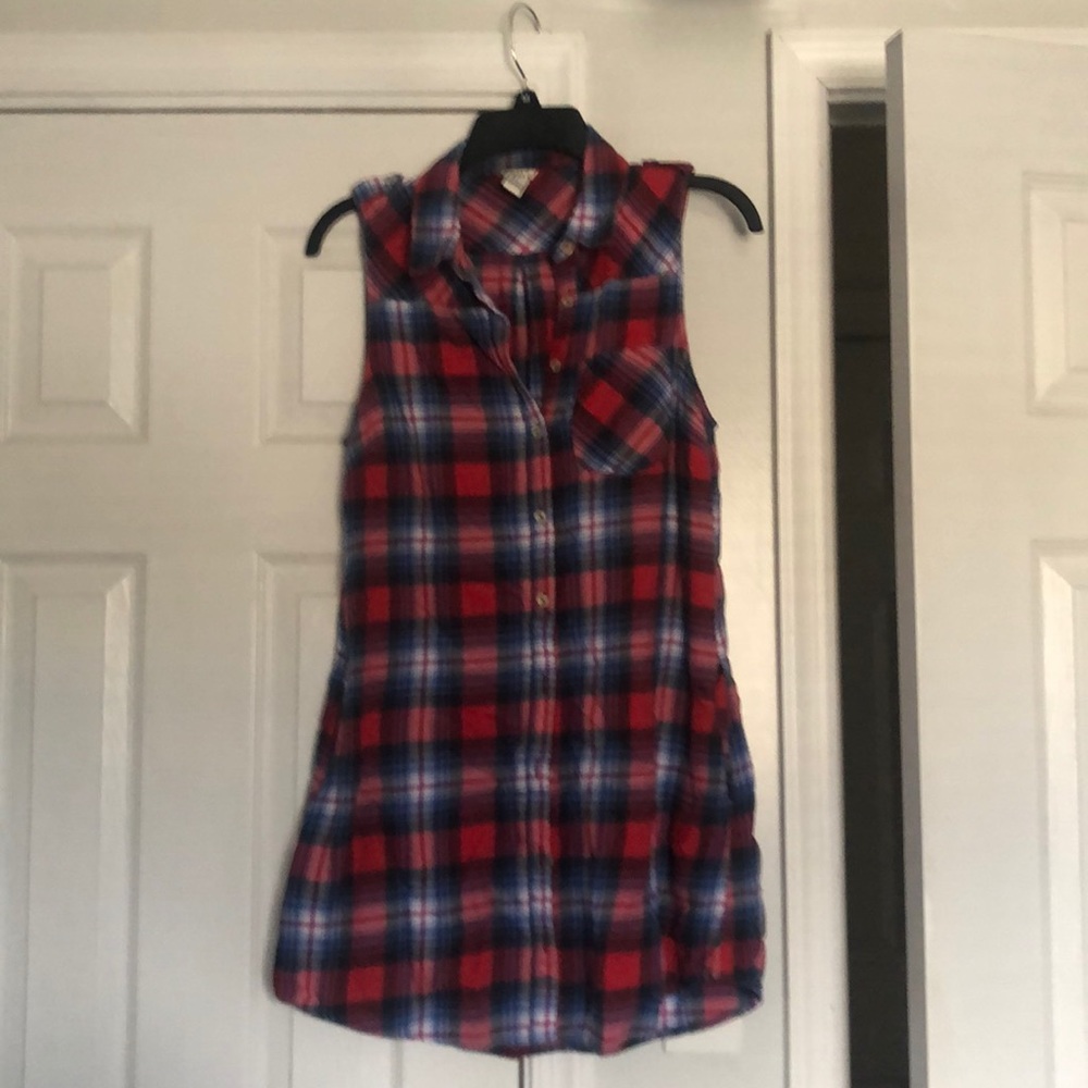 Red white and blue flannel looking summer dress